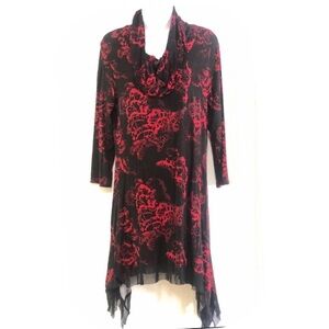 Dress Cable & Gauge red- black floral print Dress Size Medium